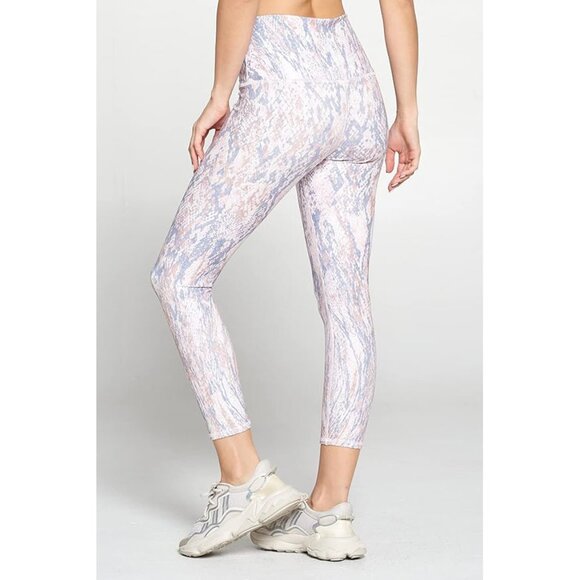 EVCR High Waisted Leggings 7/8 Length Athletic Tummy Control Yoga Snake Skin Med - Picture 2 of 9